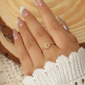 NWT 18k Gold Plated Sunflower Adjustable Ring